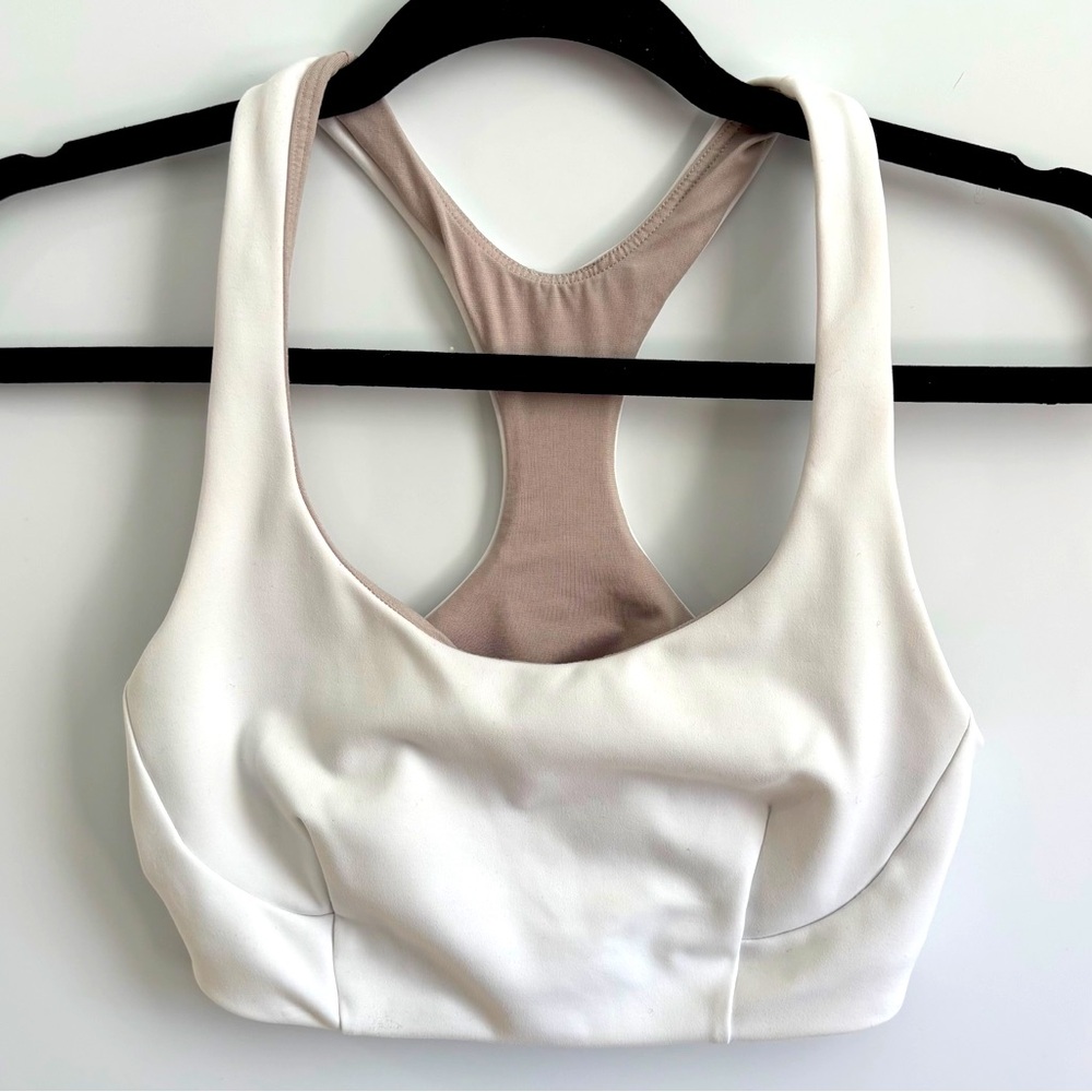 Lululemon Wondertrain Sport Bra, White/Taupe, Size 8
